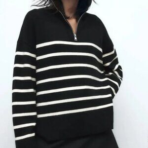 Zara Striped Sweater with Zip